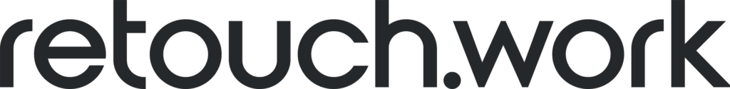 Logo with the text 'retouch.work' in black